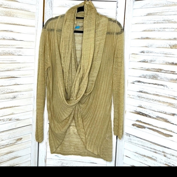 Alice + Olivia Sweaters - Alice + Olivia Green Tal Sweater with Draped Neck Scarf